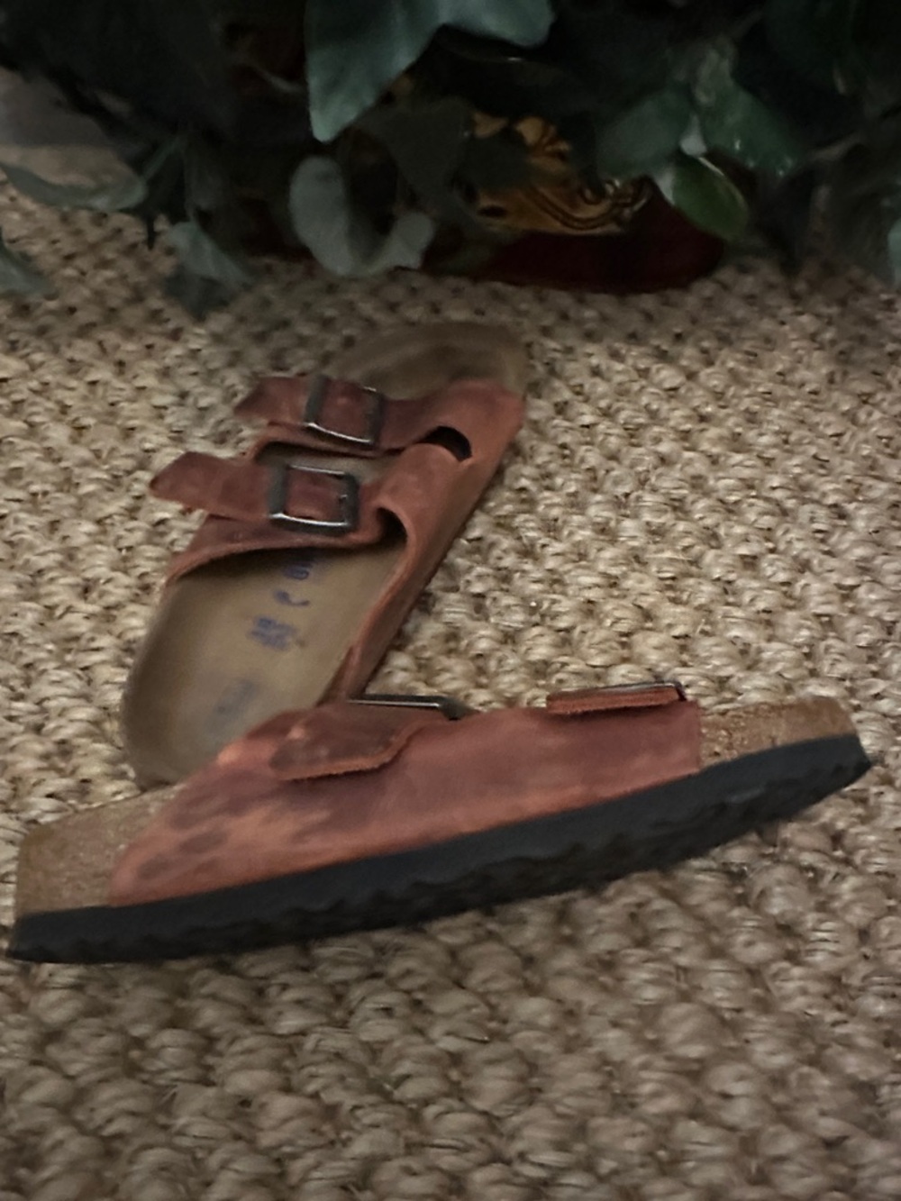Birkenstock Brown Leather Double-Buckle Slide Sandals - Picture 7 of 12